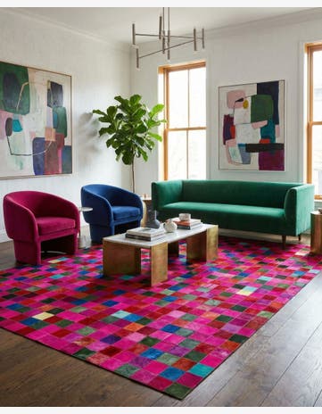 7' 10 x 9' 9 Cowhide - Patchwork Rug
