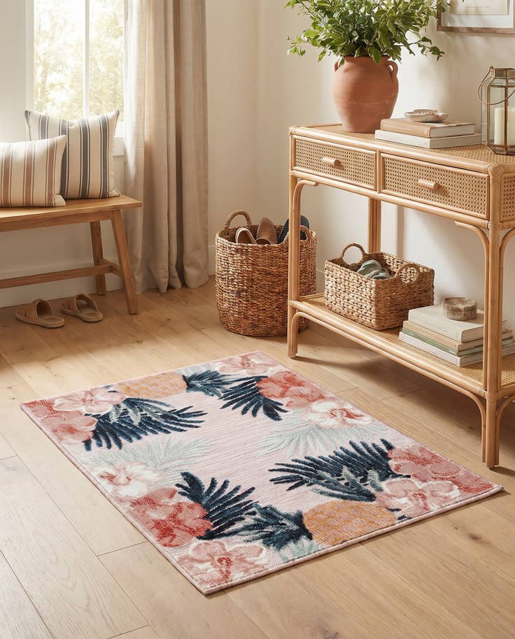 Detail image of 2' 2 x 3' Easy-Clean Botanical Indoor / Outdoor Rug