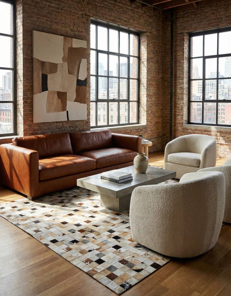 Detail image of  8' 1 x 10' Cowhide Leather Rug