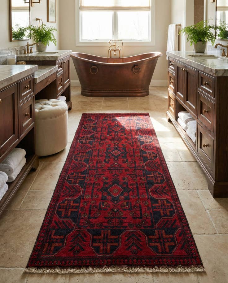 Detail image of 2' 8 x 6' 5 Hand Knotted Khal Mohammadi Wool Runner Rug