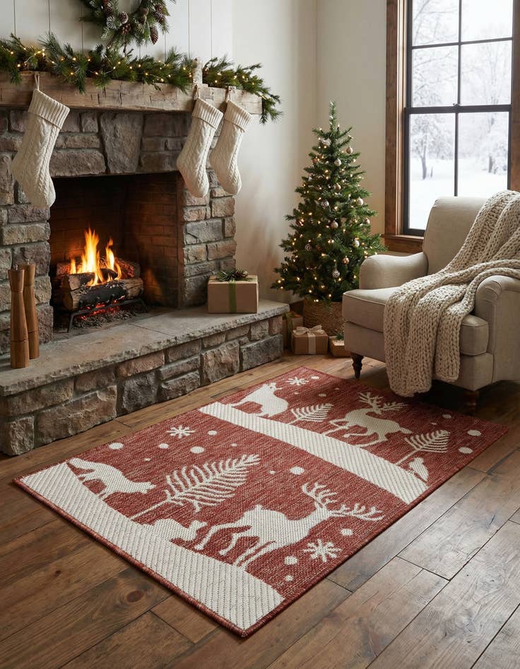 Detail image of 2' x 3'  Washable Holiday Indoor / Outdoor Rug