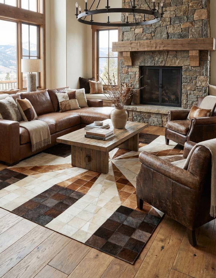 Detail image of 5' x 8' Cowhide Leather Rug