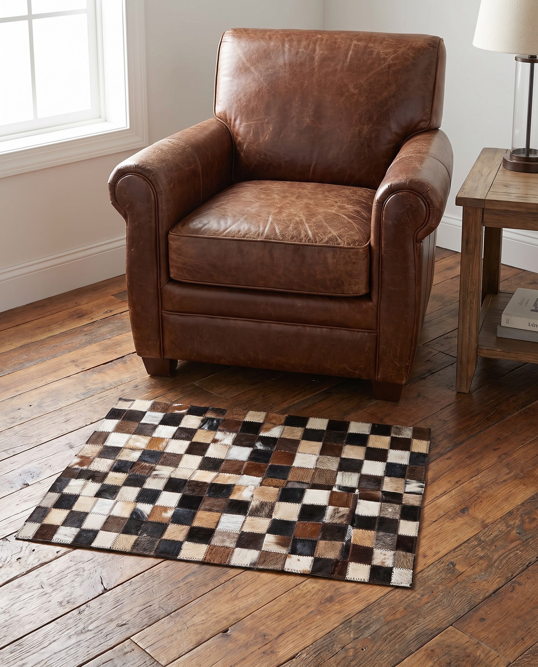 2' x 3' Cowhide Leather Rug