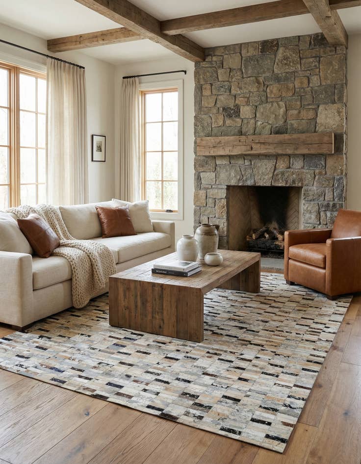 Detail image of  5' x 7' 11 Cowhide - Patchwork Rug