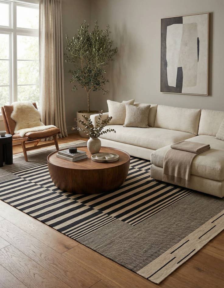 Detail image of 8' 3 x 9' 7  Hand Woven Kilim Modern Wool Rug