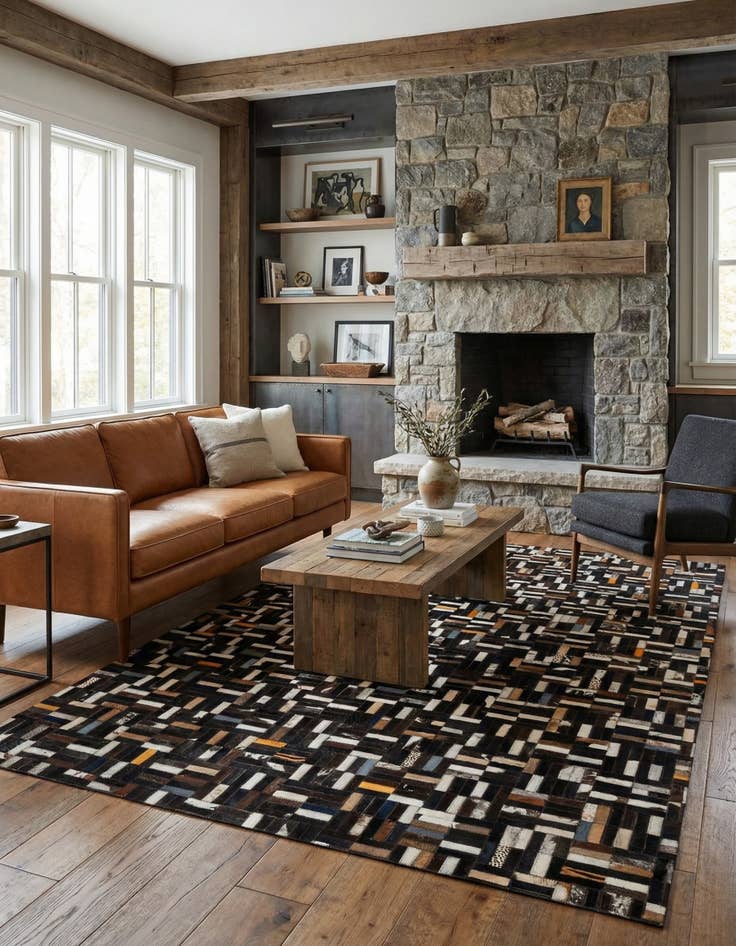 Detail image of  5' x 8' Cowhide - Patchwork Rug