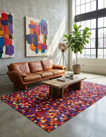 5' 2 x 8' 1 Cowhide - Patchwork Rug