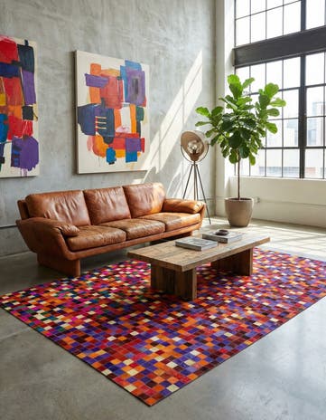 5' 2 x 8' 1 Cowhide - Patchwork Rug