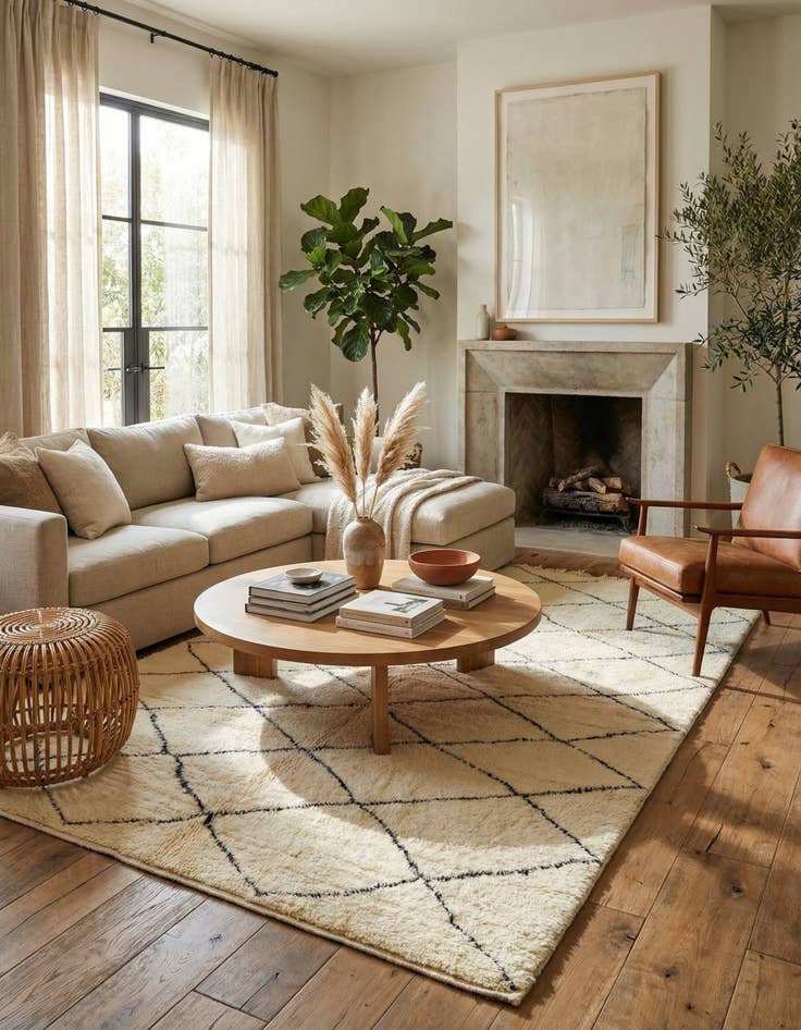 Detail image of 6' 4 x 10' 5  Hand Knotted Moroccan Wool Rug