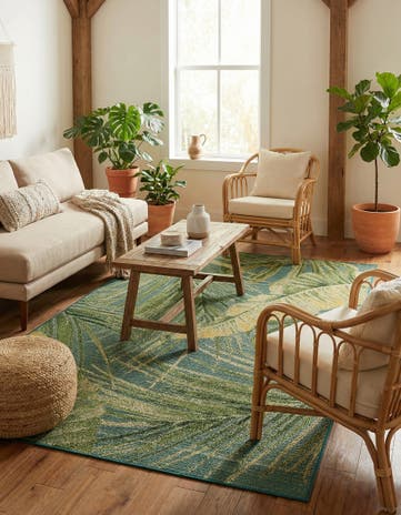 5' x 8' Easy-Clean Botanical Indoor / Outdoor Rug