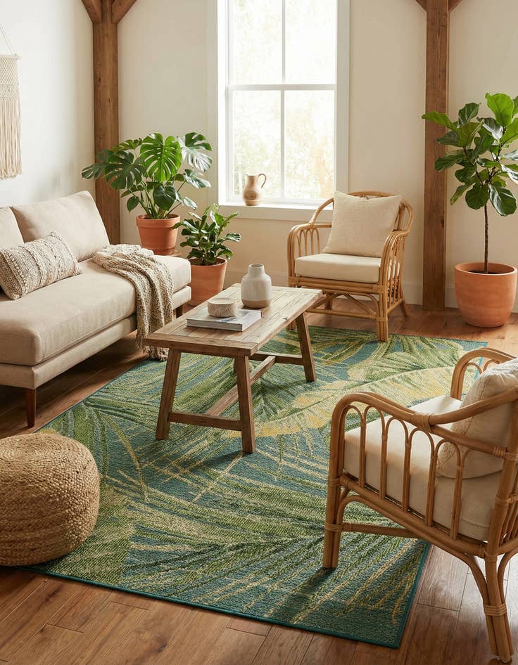 Detail image of 5' x 8'  Washable Botanical Indoor / Outdoor Rug