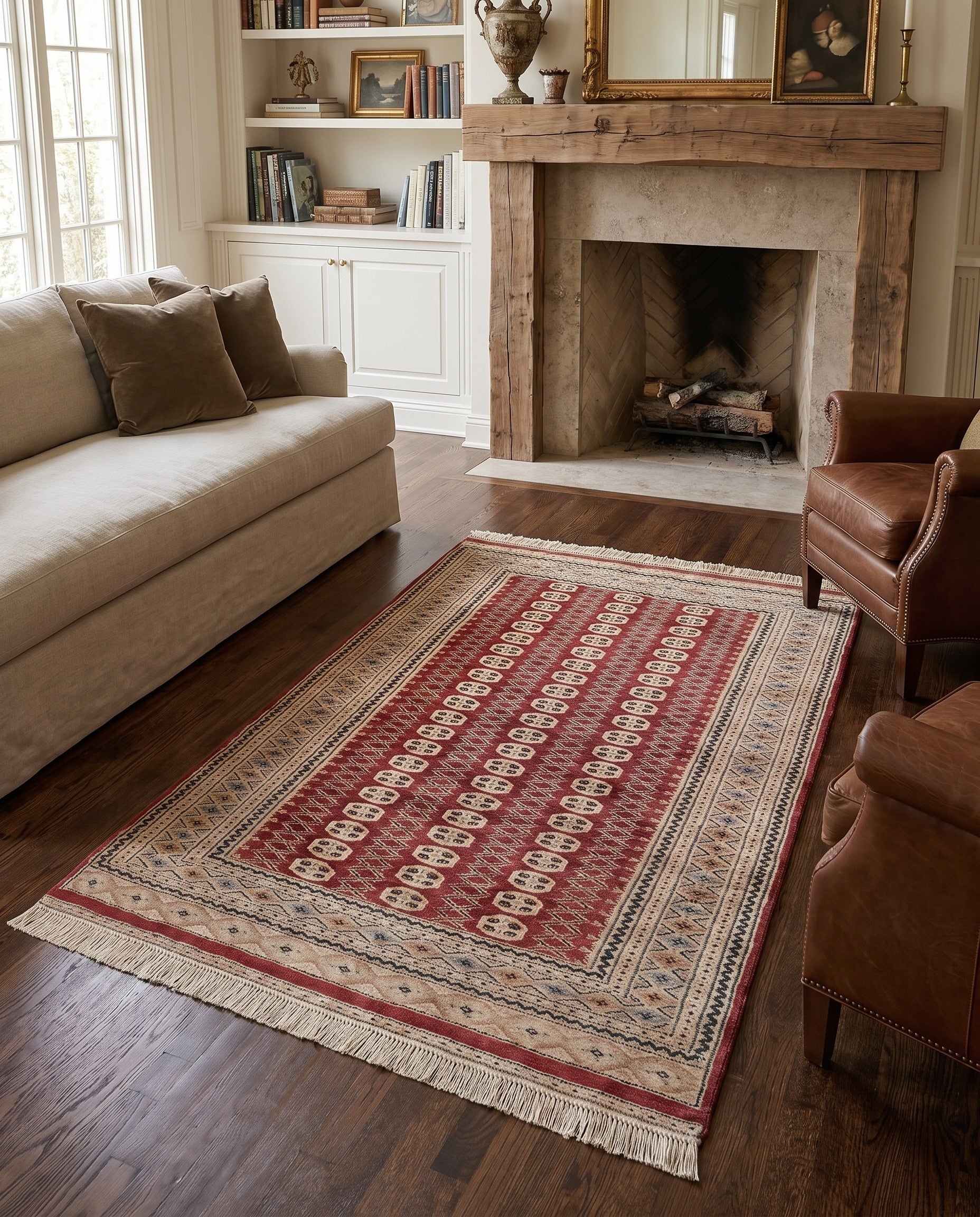 4' 1 x 6' 4 Hand Knotted Bokhara Oriental Wool Rug