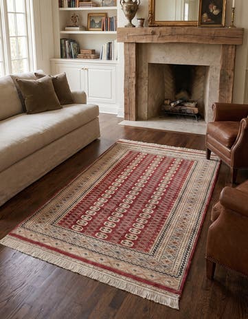 4' 1 x 6' 4 Hand Knotted Bokhara Oriental Wool Rug
