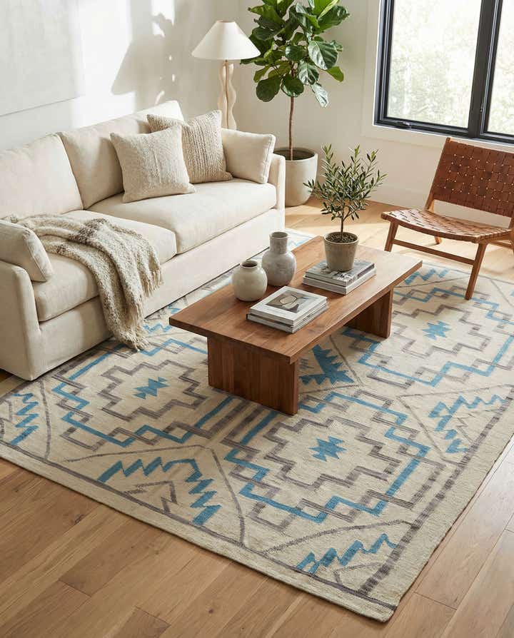 6' x 7' 6 Hand Woven Kilim Modern Wool Rug