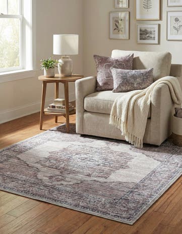 Ivory and Gray Washable Mangata Square Rug