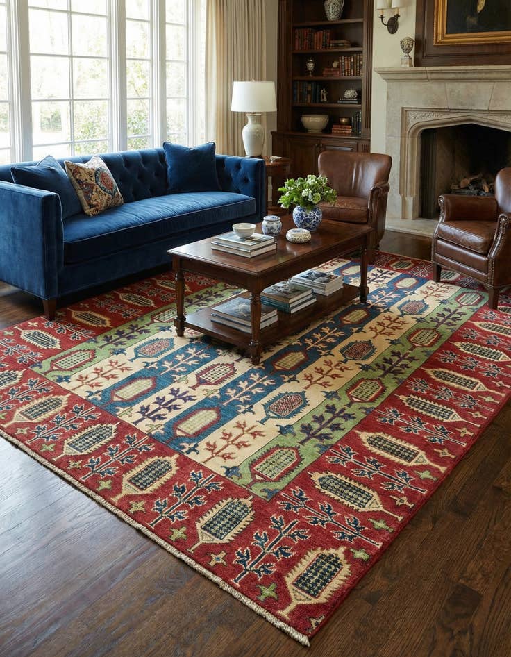 Detail image of 5' 6 x 8'  Hand Knotted Kazak Rug