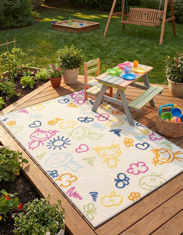 Detail image of  5' 3 x 7' 7  Washable  Indoor / Outdoor Rug