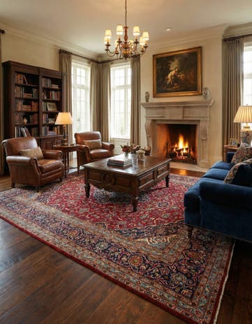 9' 9 x 13' Hand Knotted Kashan Persian Wool Rug