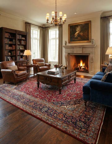 9' 9 x 13' Hand Knotted Kashan Persian Wool Rug