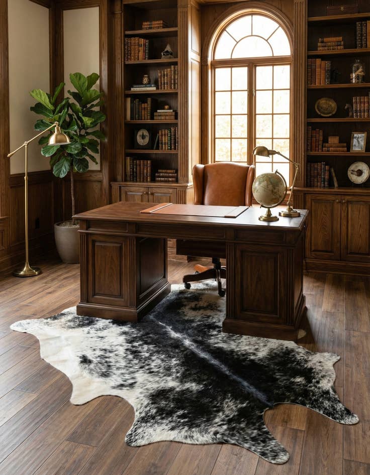 Detail image of 6' x 6' 8 Cowhide Leather Rug