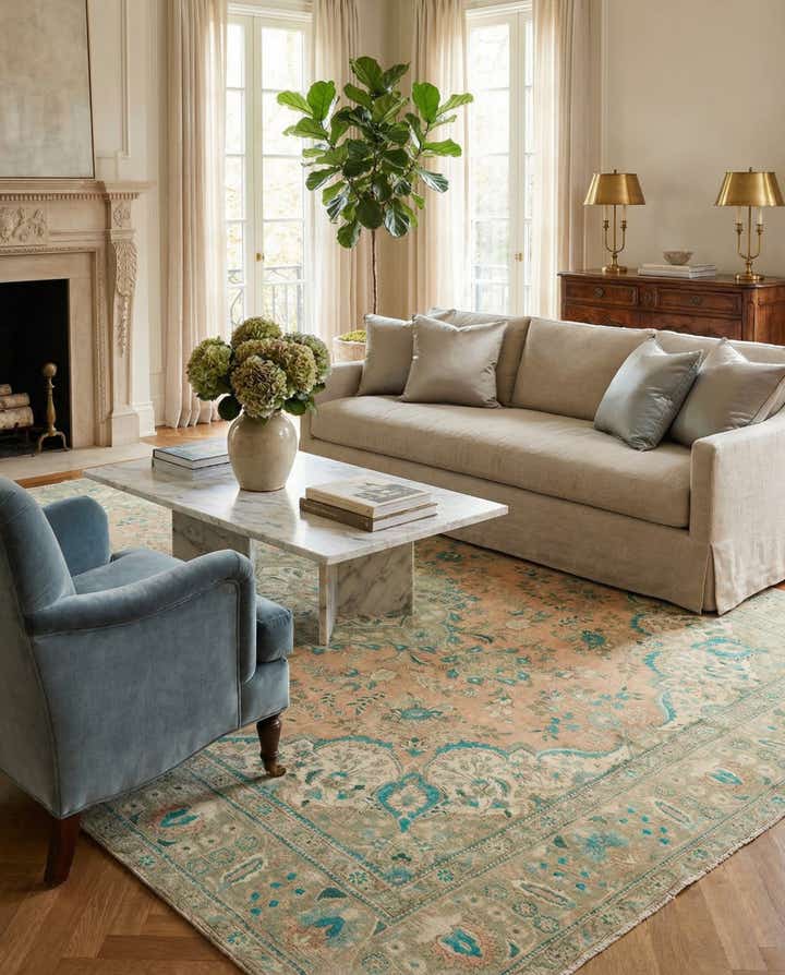 9' 1 x 13' Hand Knotted Ultra Vintage Persian Wool Rug