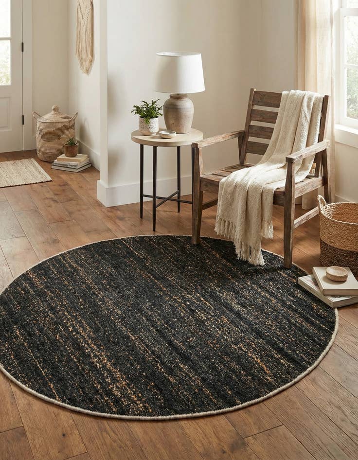 Detail image of 4' 1 x 4' 1  Hand Woven Palm Beach Jute Round Rug