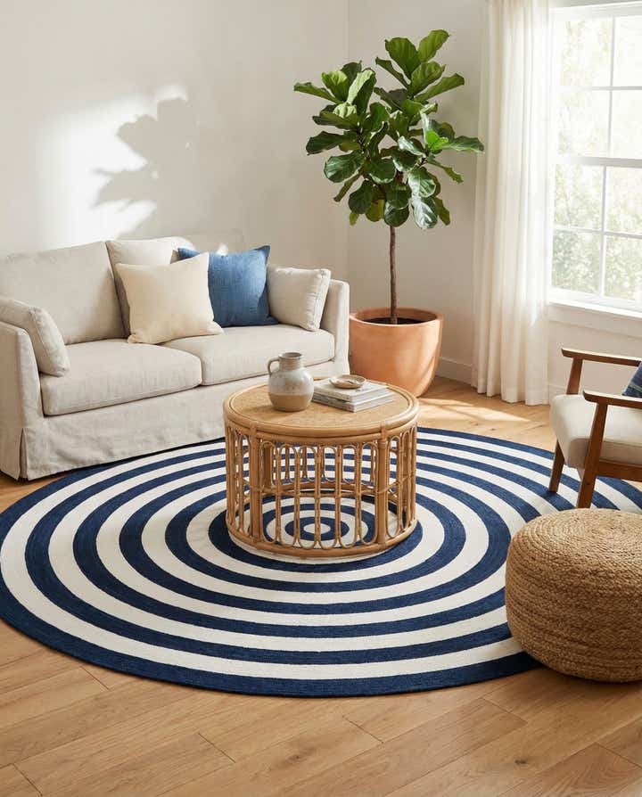 7' 10 x 7' 10 Easy-Clean Eco Verse Washable Indoor / Outdoor Round Rug