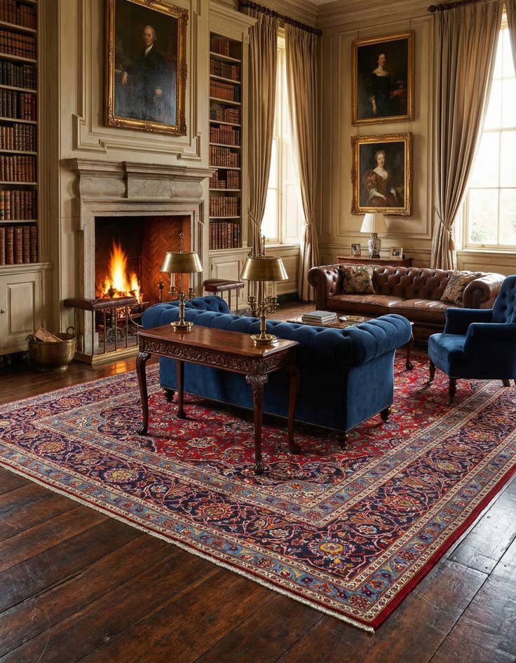 Detail image of 7' 6 x 11' 3 Kashan Wool Rug