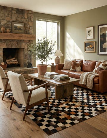 5' x 8' Cowhide Leather Rug