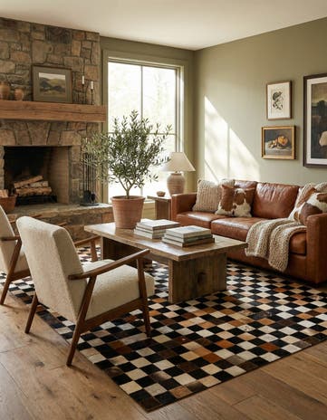 5' x 8' Cowhide Leather Rug
