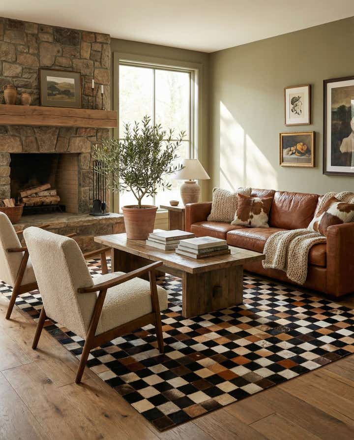 5' x 8' Cowhide Leather Rug