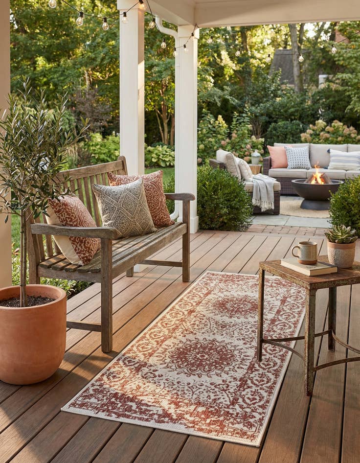 Detail image of 2' x 5' 3  Washable Traditional Indoor / Outdoor Runner Rug