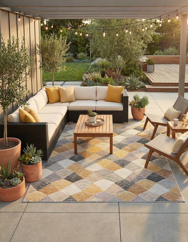 Detail image of 9' x 12'  Washable Modern Indoor / Outdoor Rug