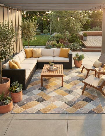 Gray Easy-Clean Modern Indoor / Outdoor Rug