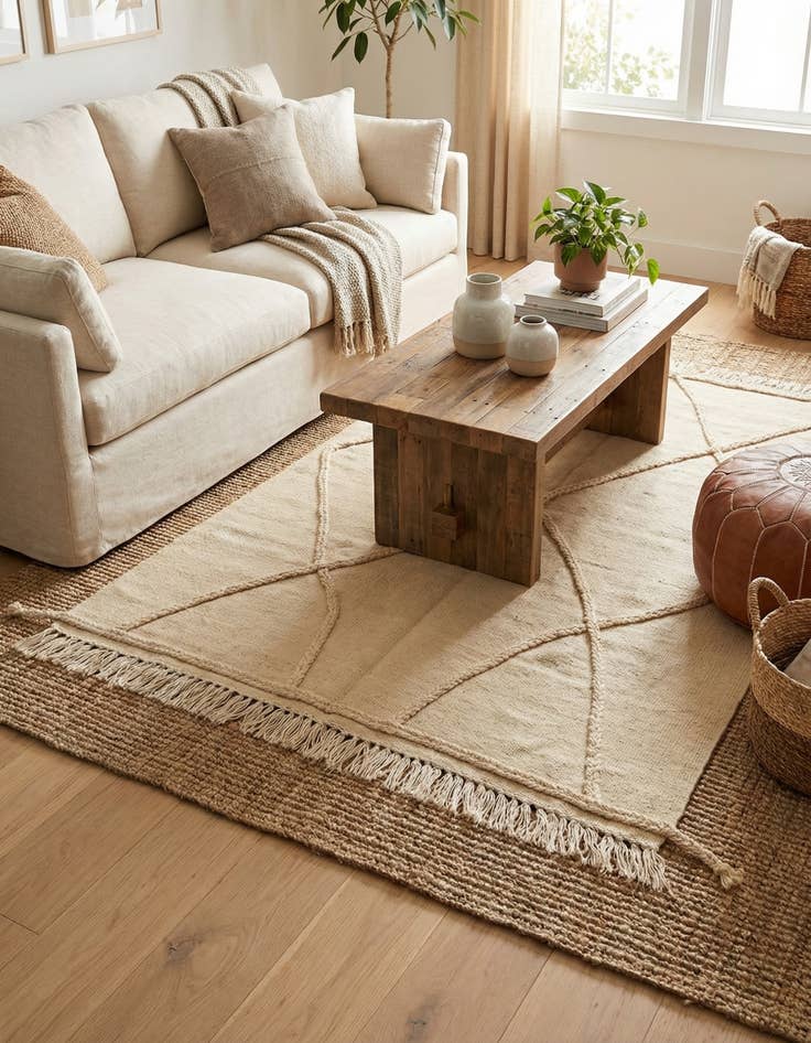 Detail image of 3' 8 x 4' 10  Hand Knotted Moroccan Wool Rug