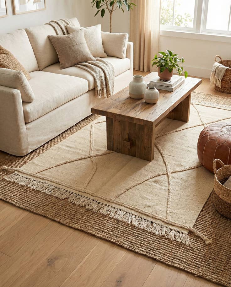 Detail image of 3' 8 x 4' 10 Hand Knotted Moroccan Wool Rug