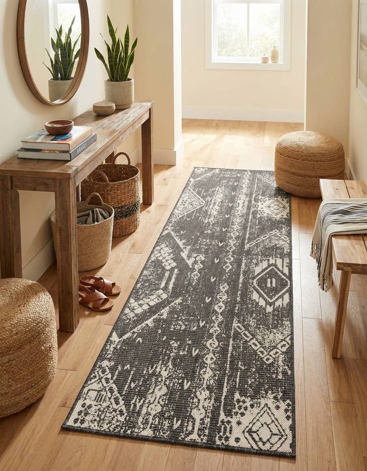 Detail image of 2' x 8' Easy-Clean Bohemian Indoor / Outdoor Runner Rug