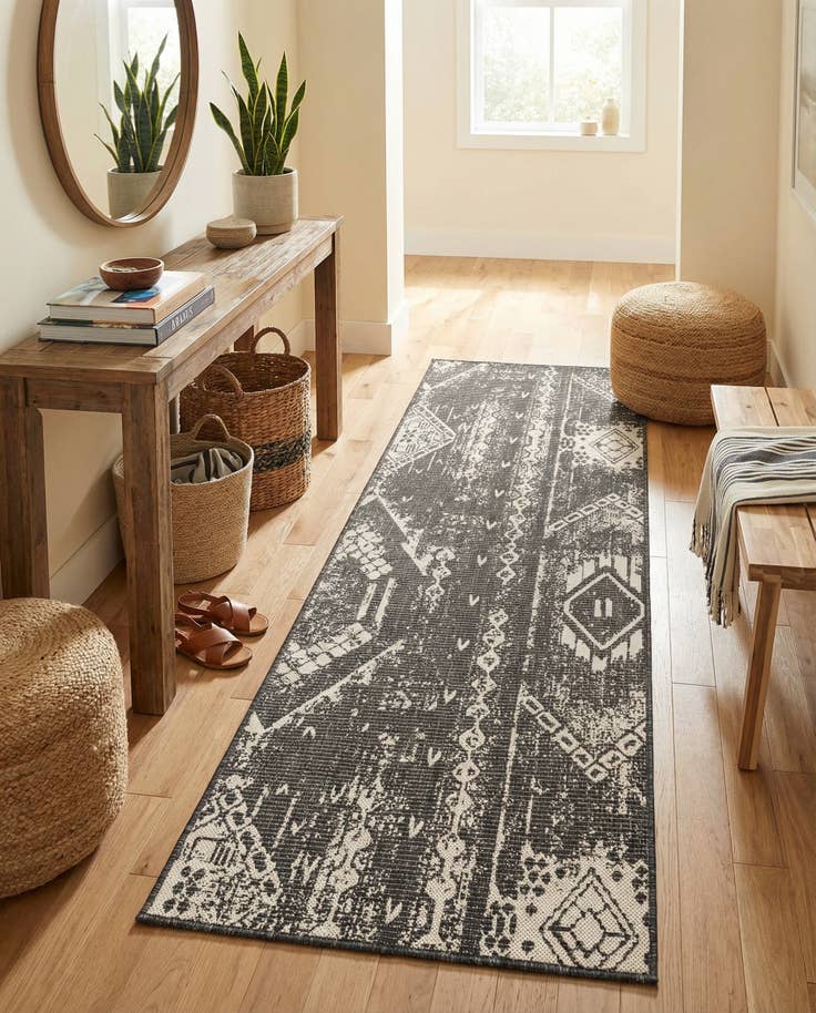 Detail image of 2' x 8' Easy-Clean Bohemian Indoor / Outdoor Runner Rug