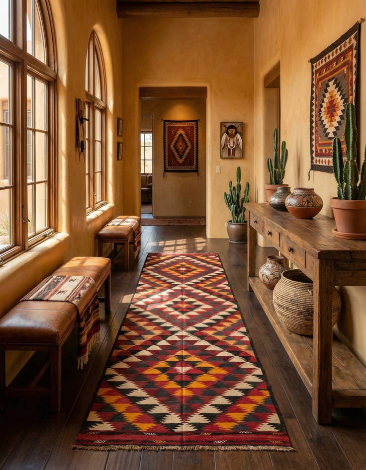 Detail image of 4' 9 x 15'  Hand Woven Kilim Fars Wool Runner Rug