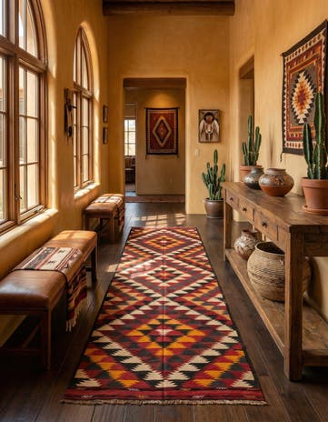 4' 9 x 15' Hand Woven Kilim Fars Wool Runner Rug