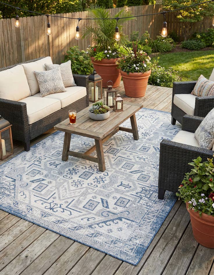 Detail image of 7' x 10'  Washable Aztec Indoor / Outdoor Rug