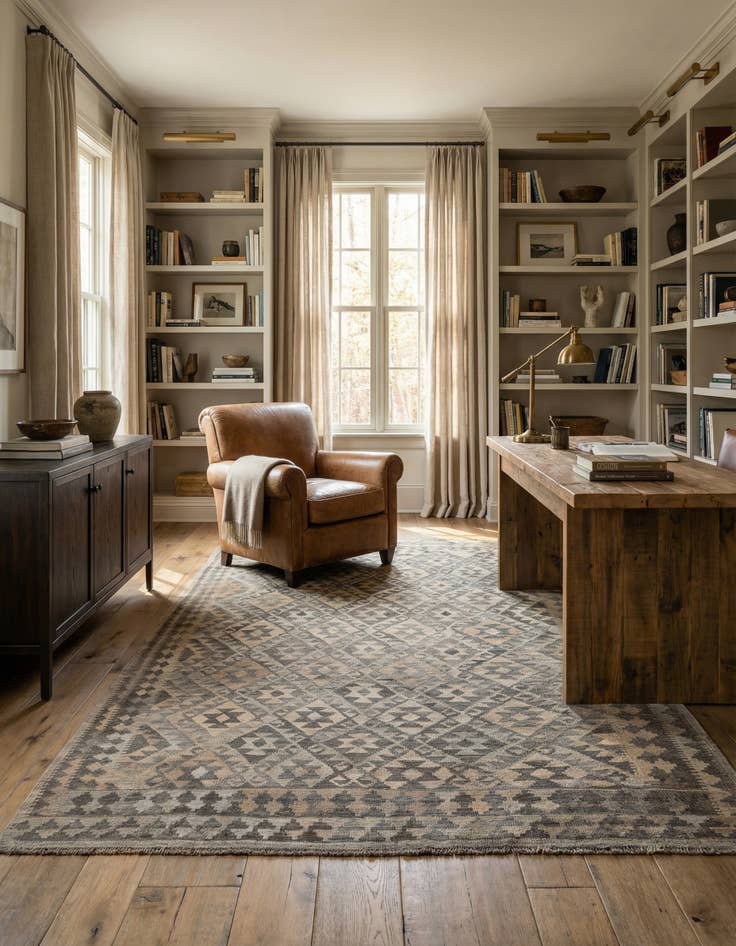 Detail image of 6' 4 x 9' 8 Hand Woven Kilim Maymana Wool Rug