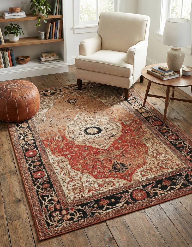 Detail image of 4' x 6'  Washable Traditional Indoor / Outdoor Rug