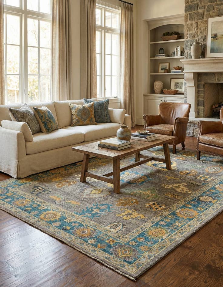 Detail image of 7' 11 x 9' 11  Hand Knotted Oushak Rug