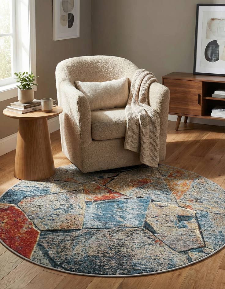 Detail image of  3' x 3'  Washable Modern Indoor / Outdoor Round Rug