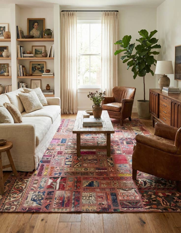 Detail image of 5' 10 x 8'  Hand Knotted Ultra Vintage Persian Wool Rug