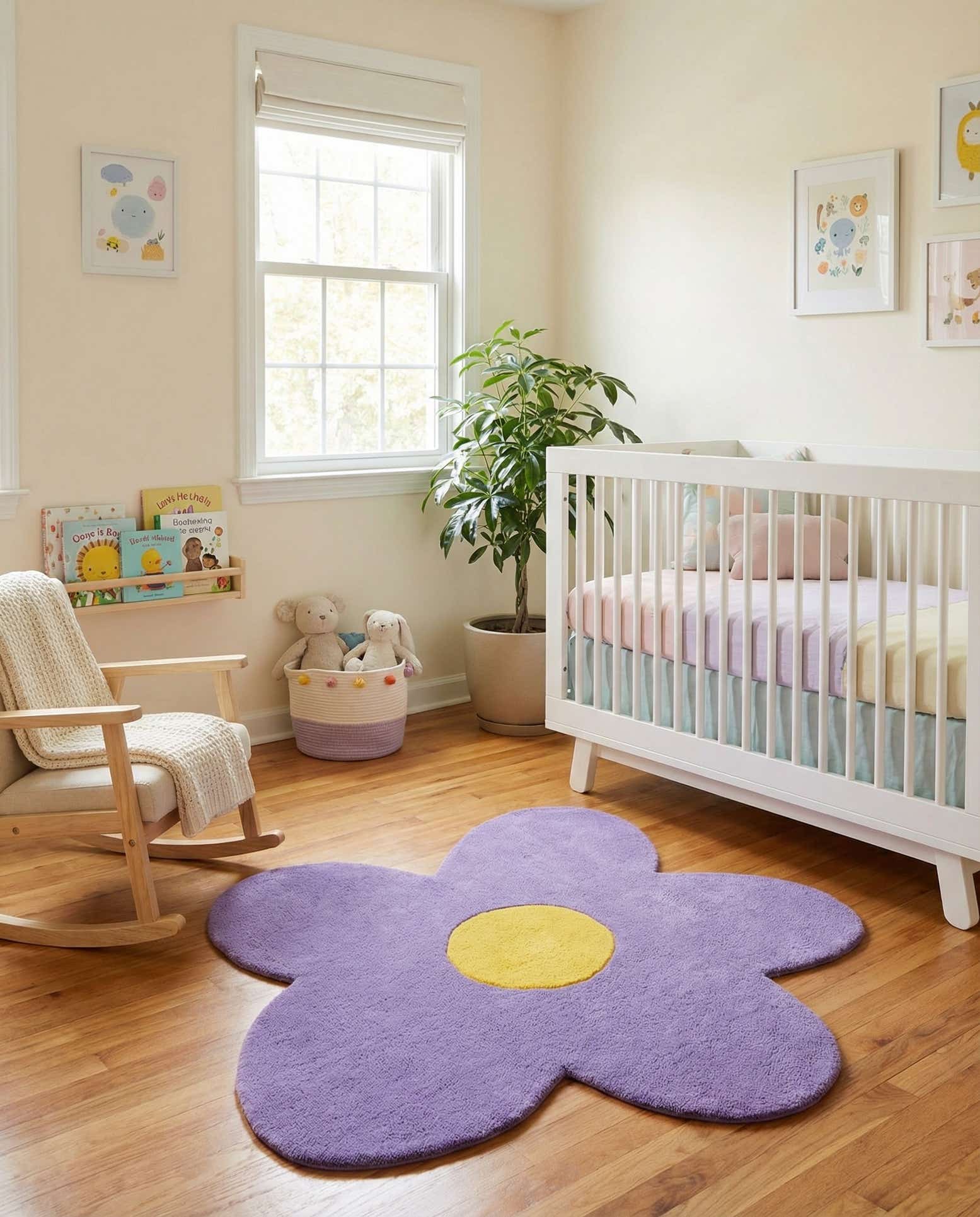 4' 1 x 4' 1 Happy Rugs Funky Flower Wool Round