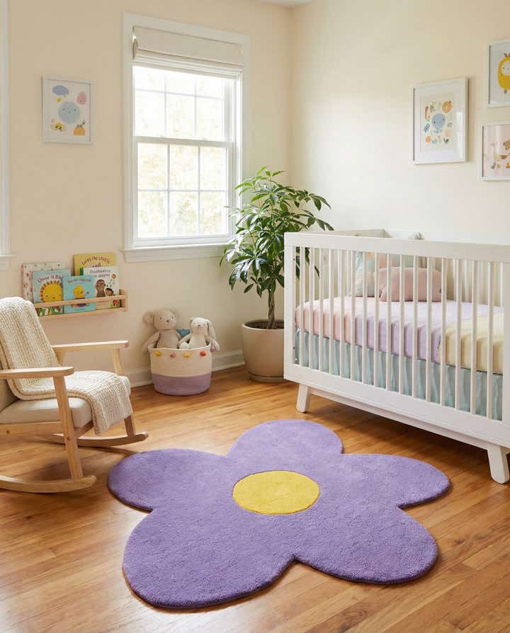 4' 1 x 4' 1 Happy Rugs Funky Flower Wool Round