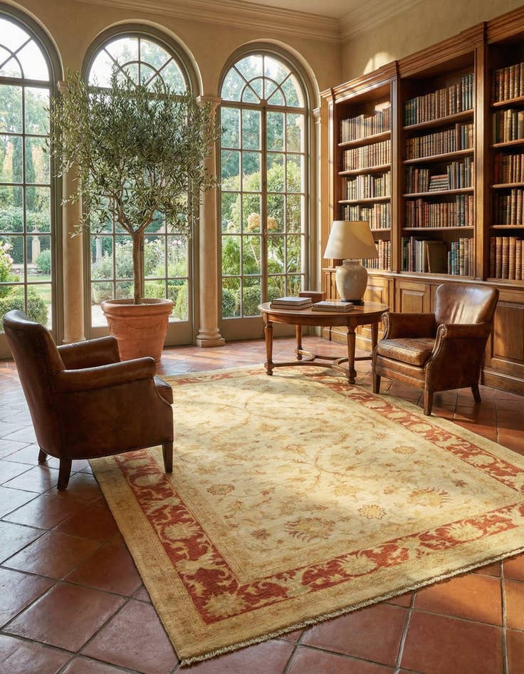 Detail image of 6' 8 x 9' 8  Hand Knotted Peshawar Ziegler Rug