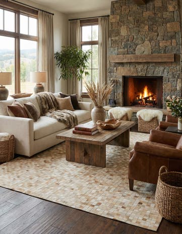 8' 1 x 10' Cowhide - Patchwork Rug